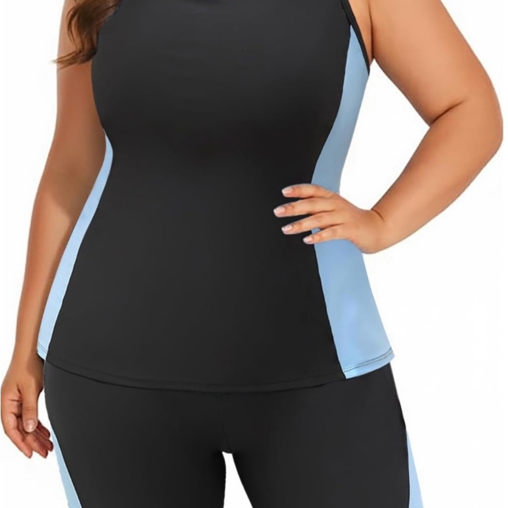 Daci Women's Black and Blue tankini Set
